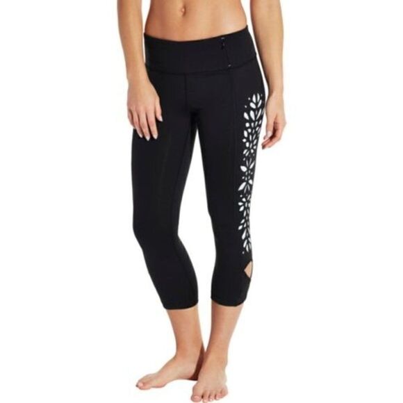 CALIA Laser Cut Capris in Black & Caviar/Mint Size Small - Picture 2 of 12